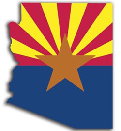 Arizona state with flag fillign AZ state shape
